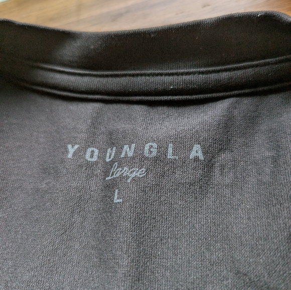 YoungLA "Stealth" Black Compression Men's Workout Shirt - Picture 4 of 7